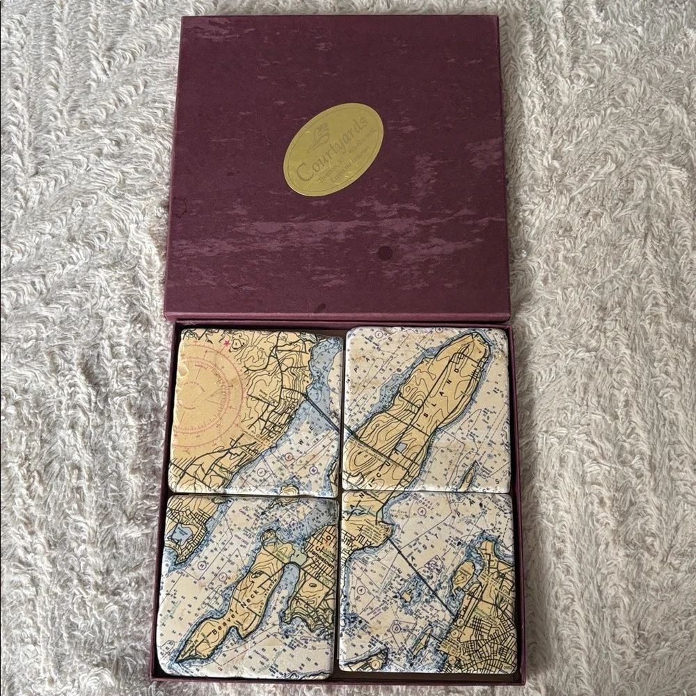 Screencraft Tileworks Jamestown Marble Coaster Set